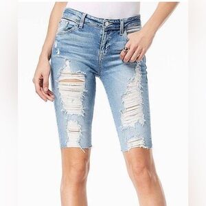 Guess Light Blue Distressed Denim Shorts